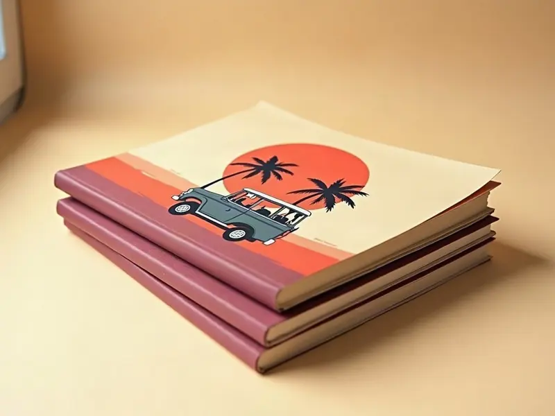 A small stack of comics, the top cover showing a jeepney under a coral sun